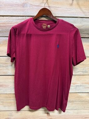 Polo by Ralph Lauren Men’s Short Sleeve Tee - Burgundy with Blue Pony, Large